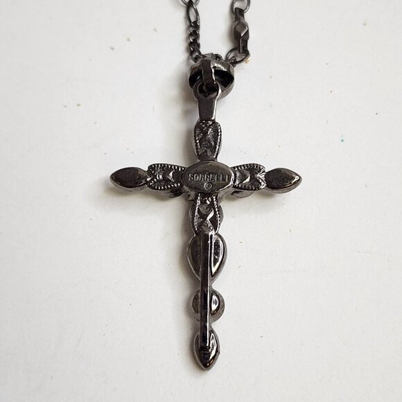 Sorrelli Black & Clear Crystal Cross Pendant Necklace 16" - Picture 3 of 11